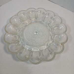 VTG Indiana Glass Co Thousand Eyes Hobnail Deviled Elass Decorative Plate
